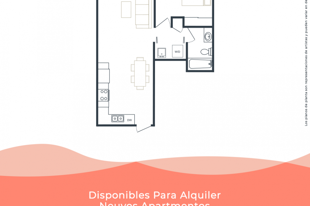 1-bedroom floor plan at Villas at Emerald Vista family apartments in Puerto Rico