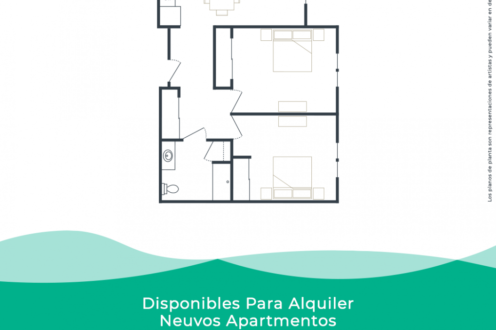 2-bedroom floor plan at Senior Residences at Emerald Vista apartments in Puerto Rico